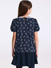 Апрель Блузка 568194 1ДДБК4711804н белые бантики на темно-синем+белый