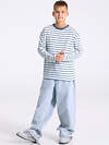 Апрель Лонгслив 568197 1ПДЛД4897001н полоска белый+синий+темно-голубой