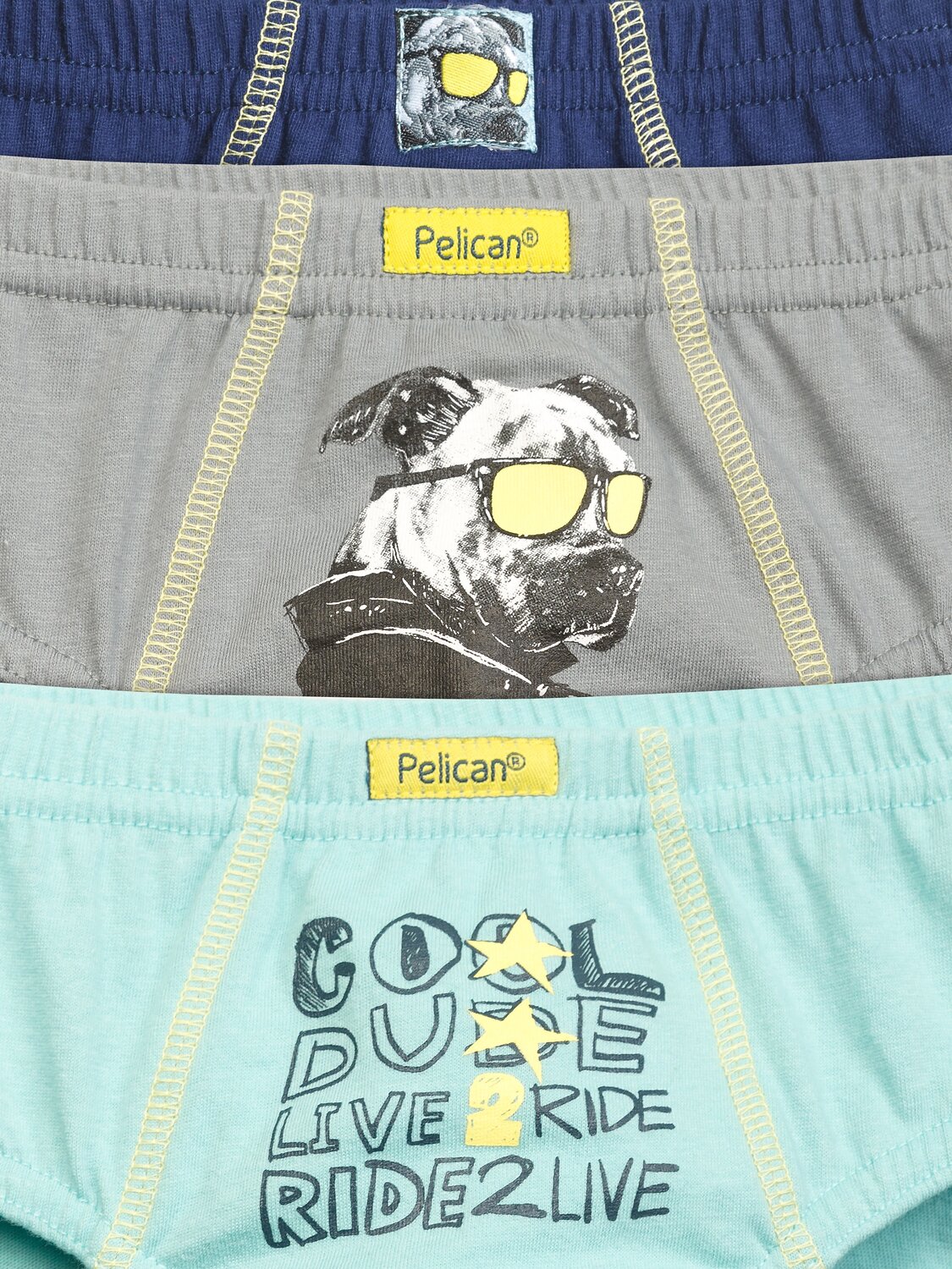 PELICAN Трусы 175523 BULB3222(3) Лазурный/серый/темно-синий