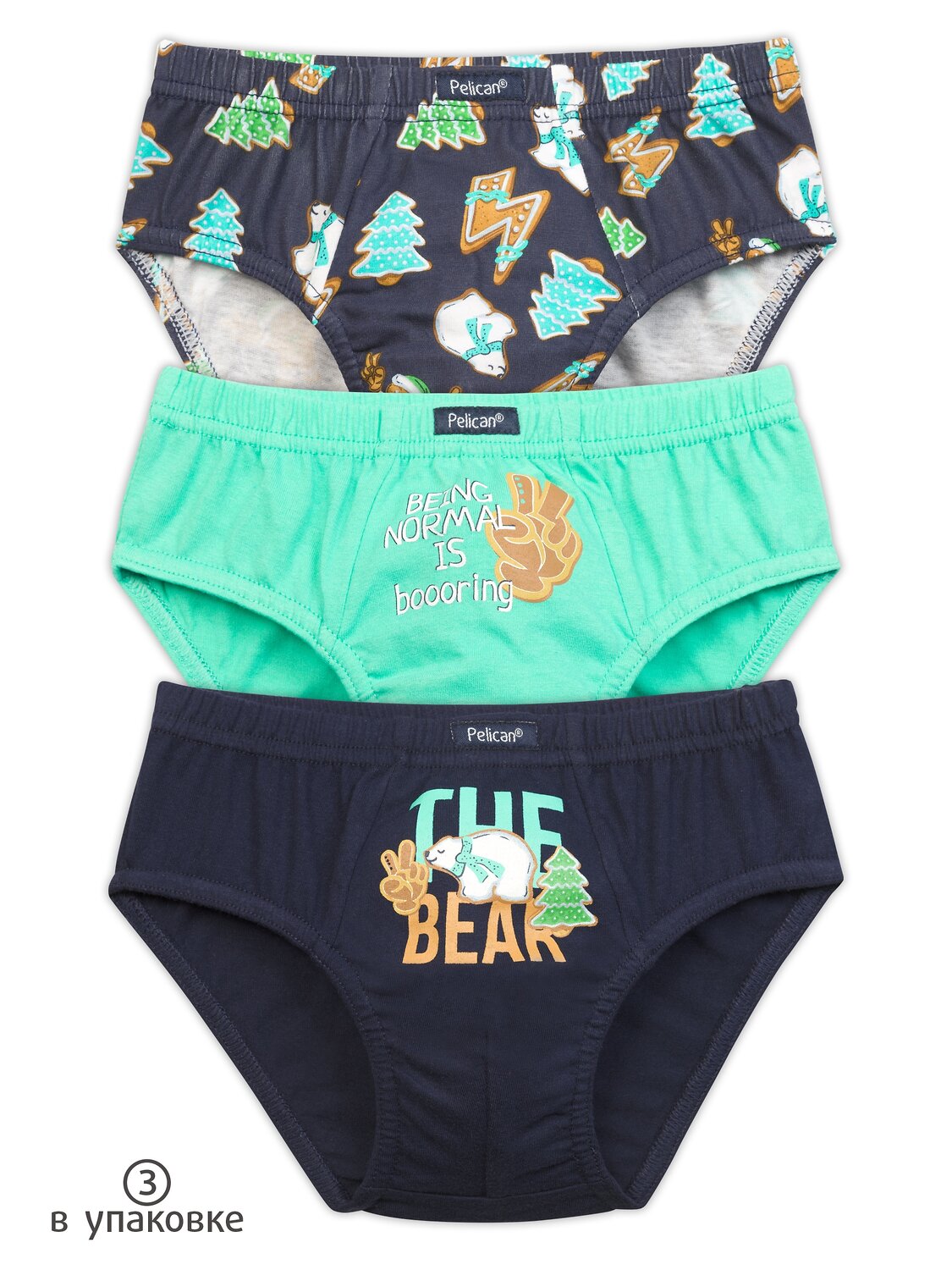 PELICAN Трусы 209136 BULB3872(3) Темно-синий/ментол/темно-синий