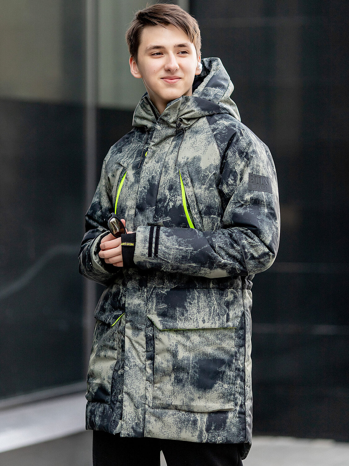 BATIK Парка 248274 151-23з-01 Деним хаки/желтый неон