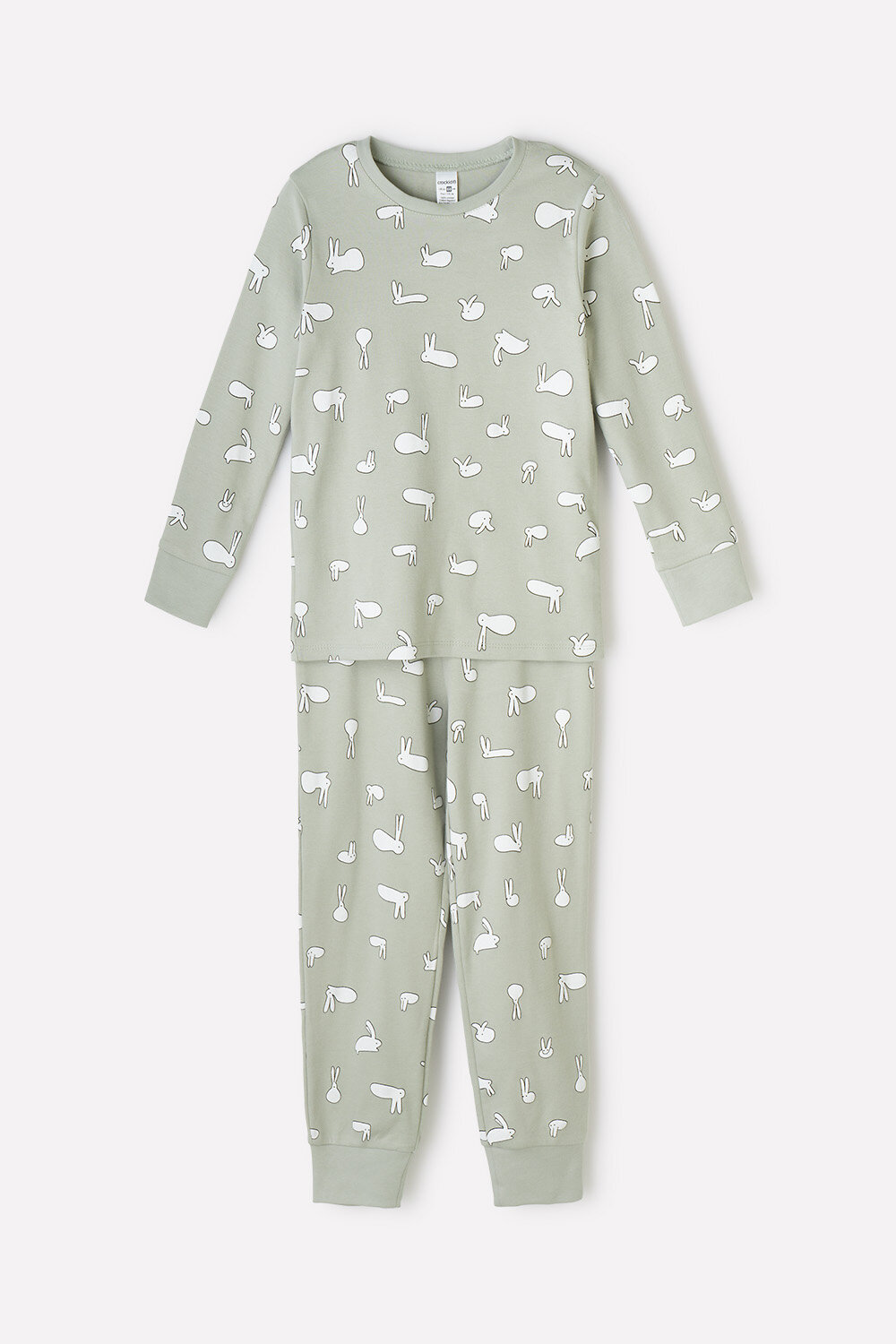 CROCKID Пижама 249881 К 1552 смешные зайки на темно-оливковом