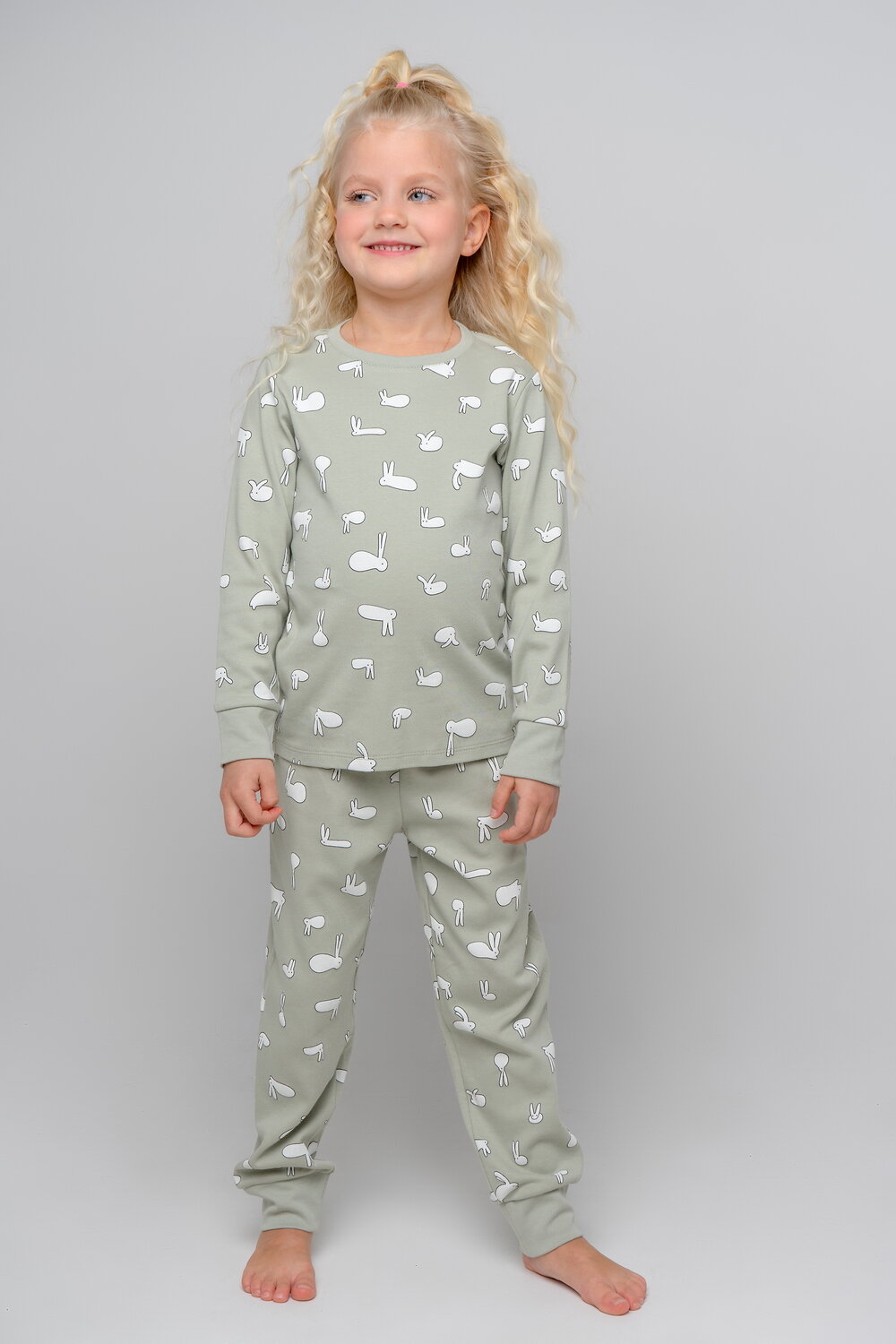 CROCKID Пижама 249881 К 1552 смешные зайки на темно-оливковом