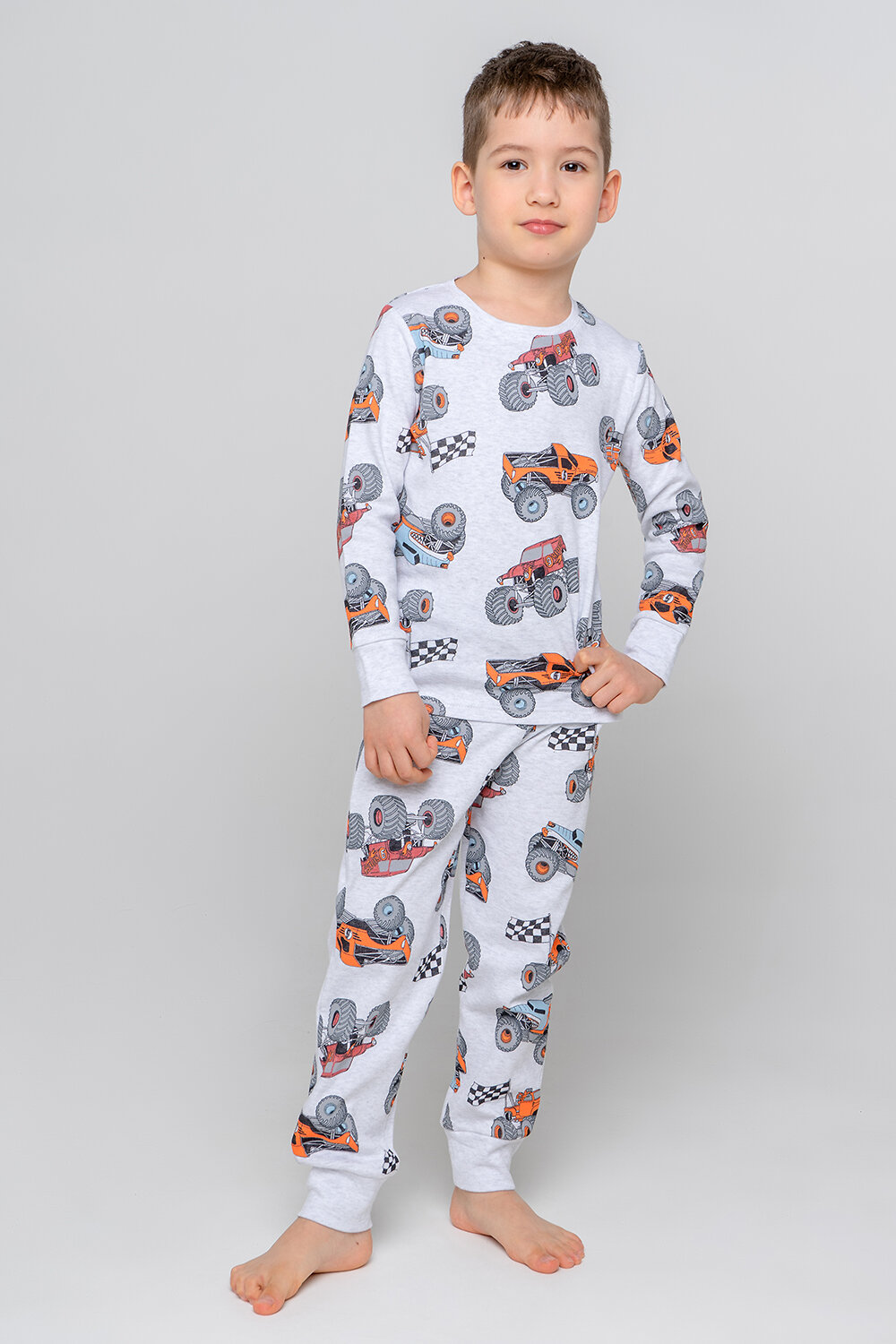 CROCKID Пижама 252953 К 1552 машины на св.сером меланже