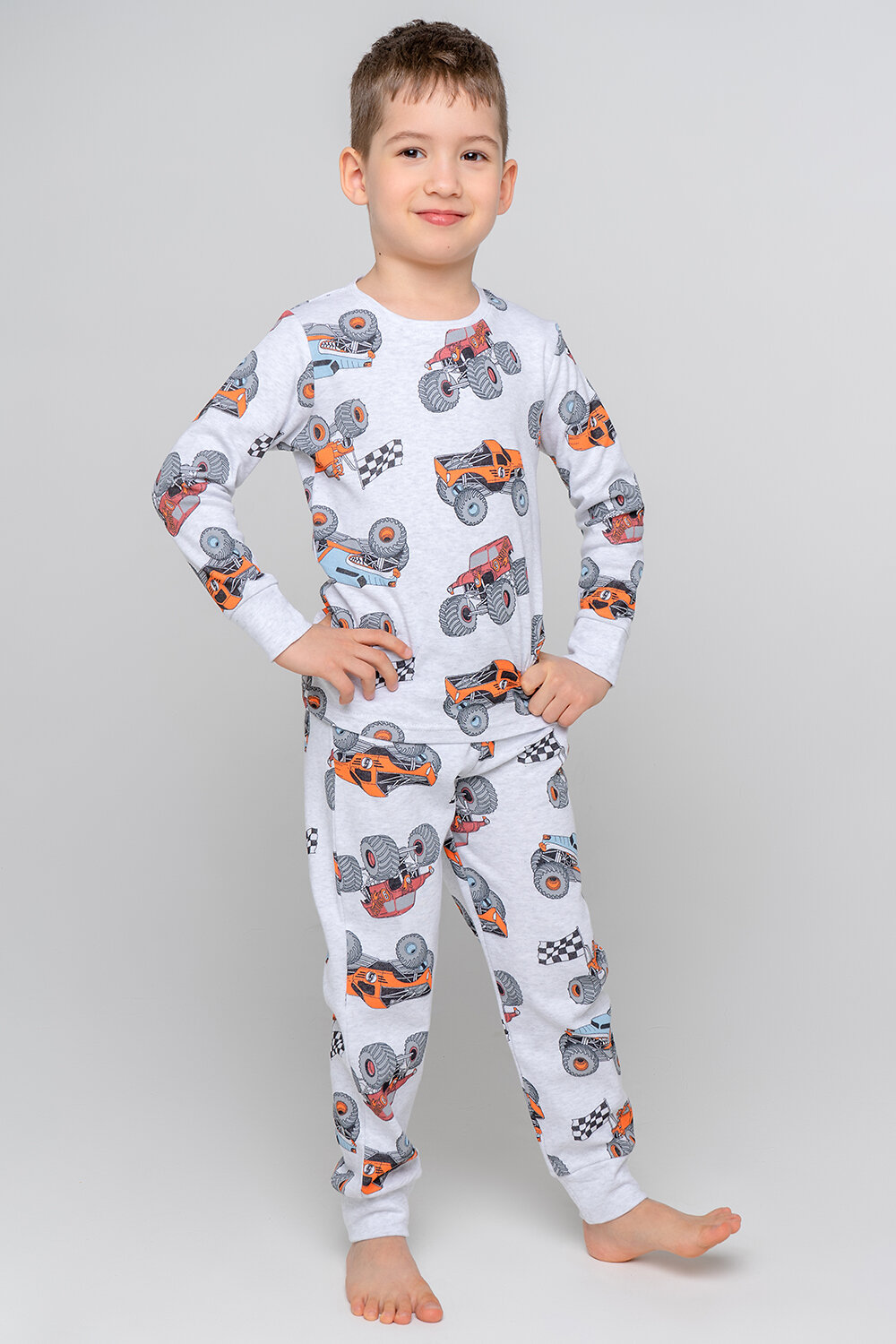 CROCKID Пижама 252953 К 1552 машины на св.сером меланже