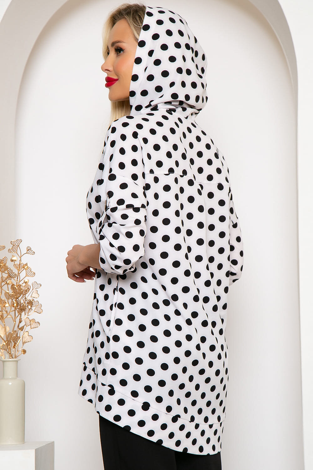 LT Collection Рубашка 259240 Б4066 белый, черный, принт - горох
