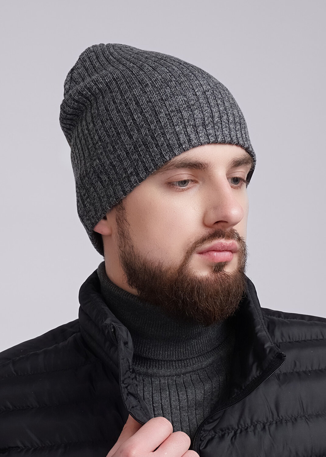 CLEVER Шапка 269471 603071ак меланж серый/чёрный
