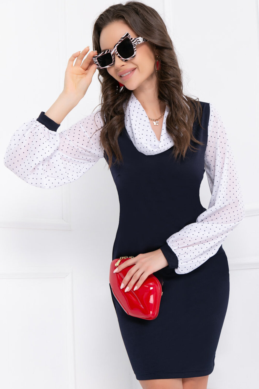 Bellovera Платье 273425 55П4831 синий, белый