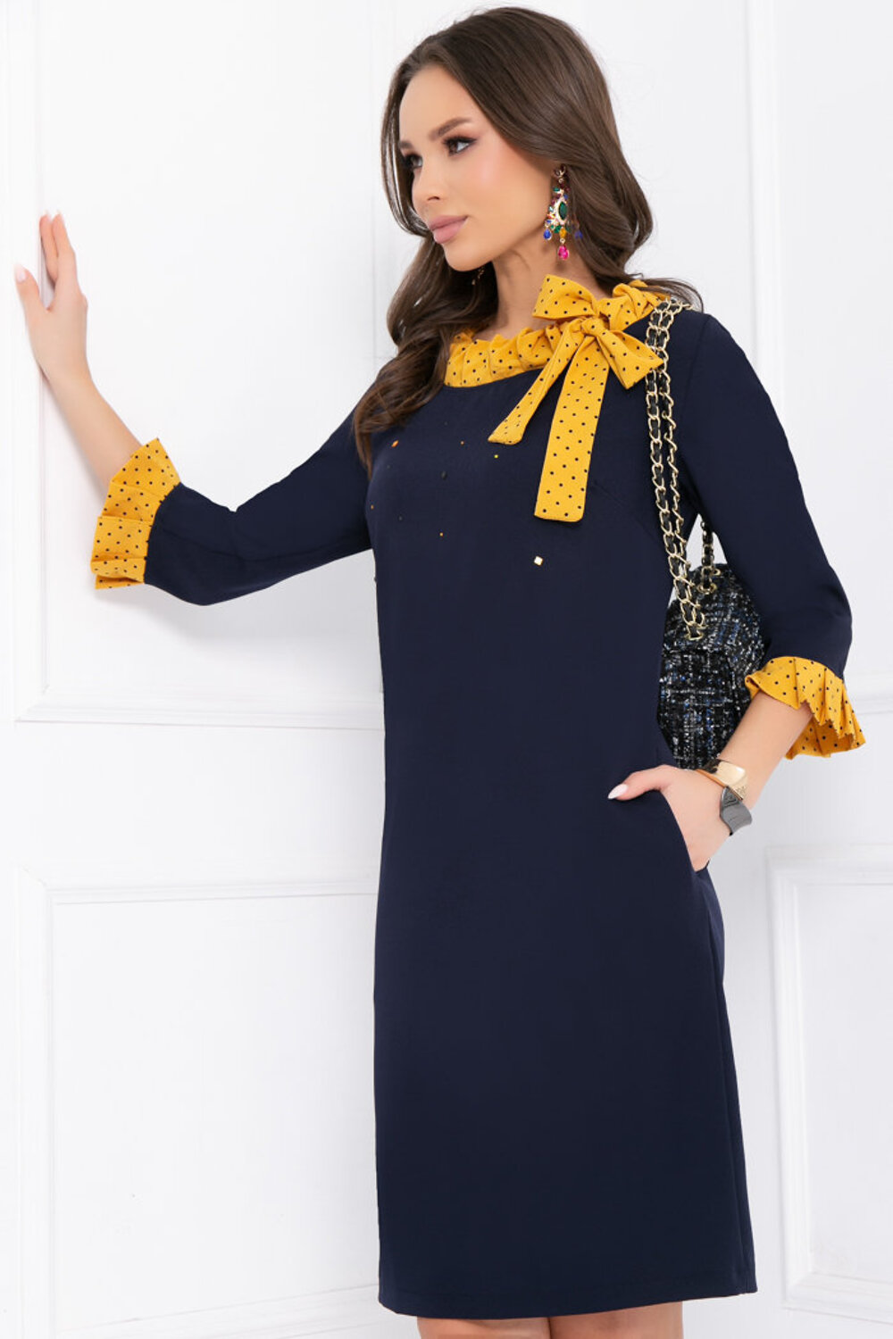 Bellovera Платье 277382 55П4861 синий, жёлтый