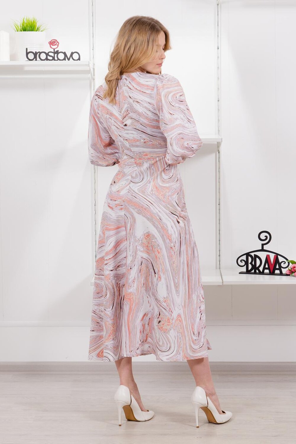 Braslava Платье 280632 4878-2 розовый сиреневый с рисунком