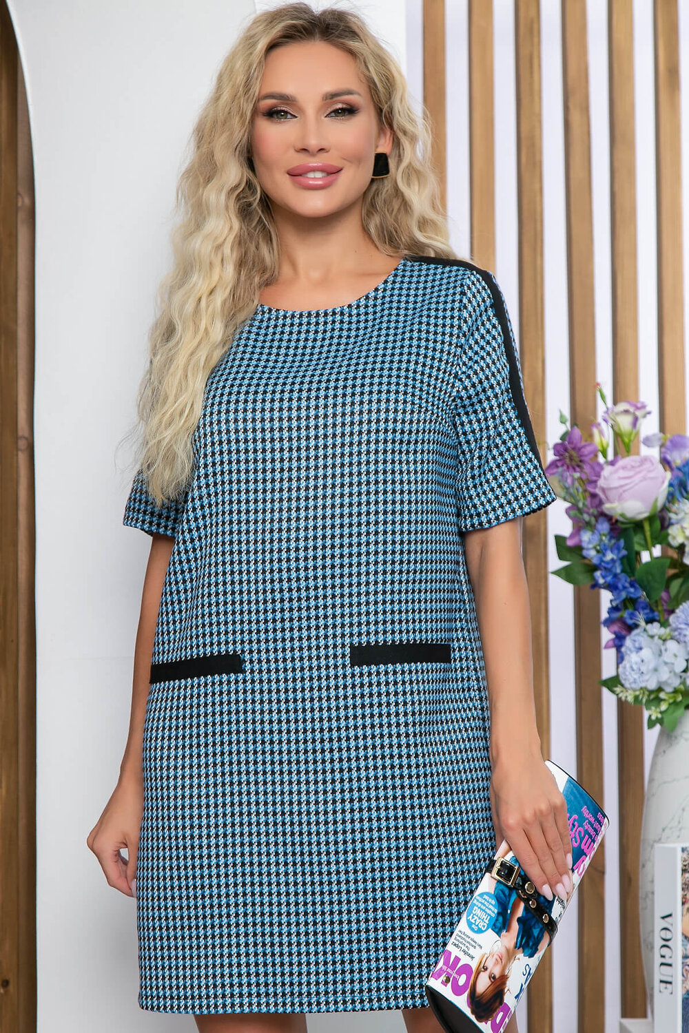 LT Collection Платье 280710 П5235 голубой, чёрный