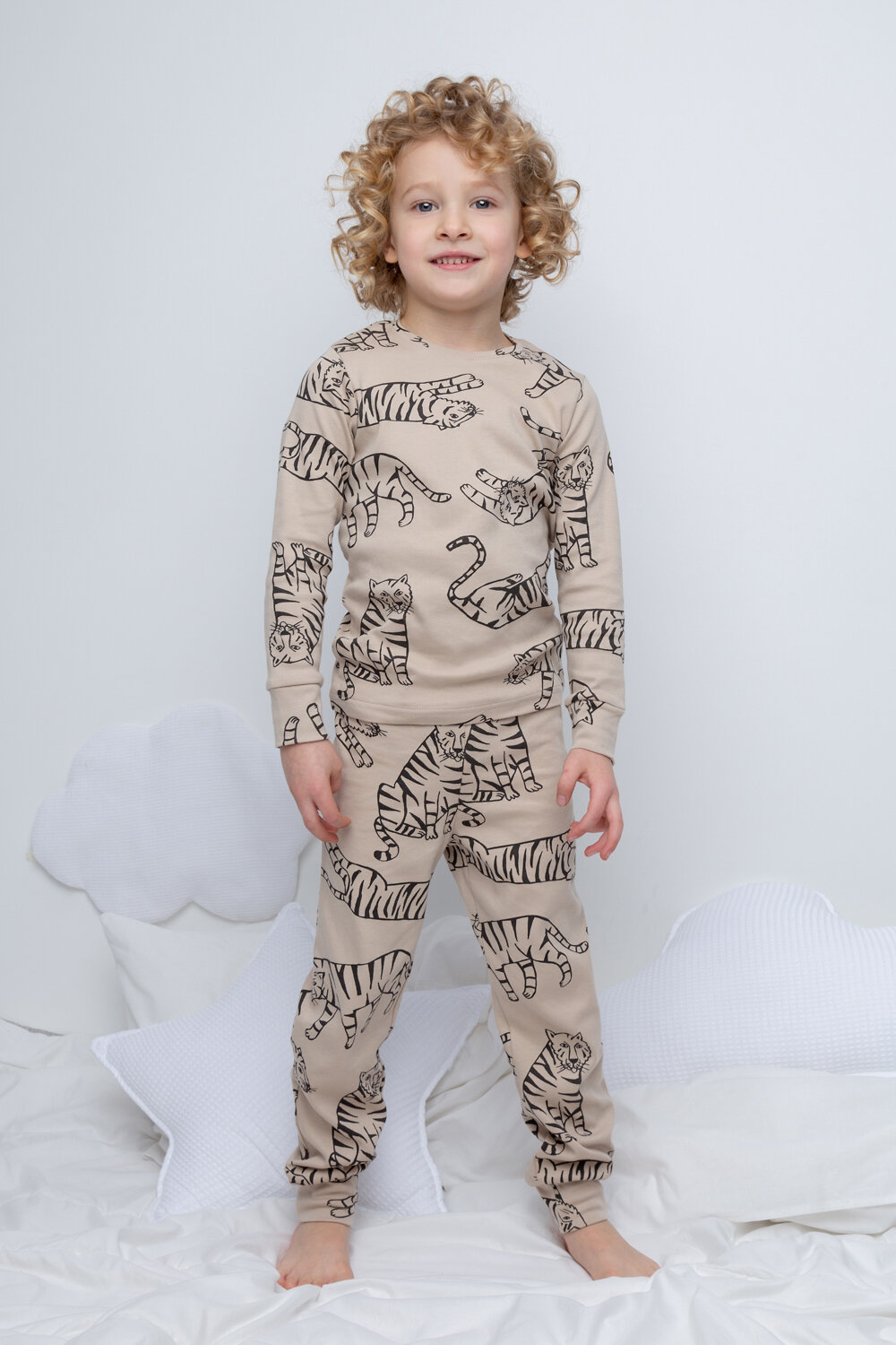 CROCKID Пижама 281505 К 1552 темно-бежевый, тигры