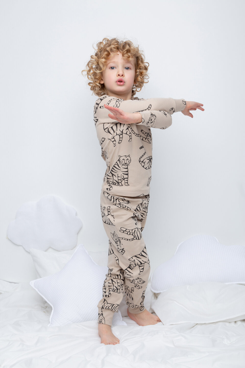 CROCKID Пижама 281505 К 1552 темно-бежевый, тигры