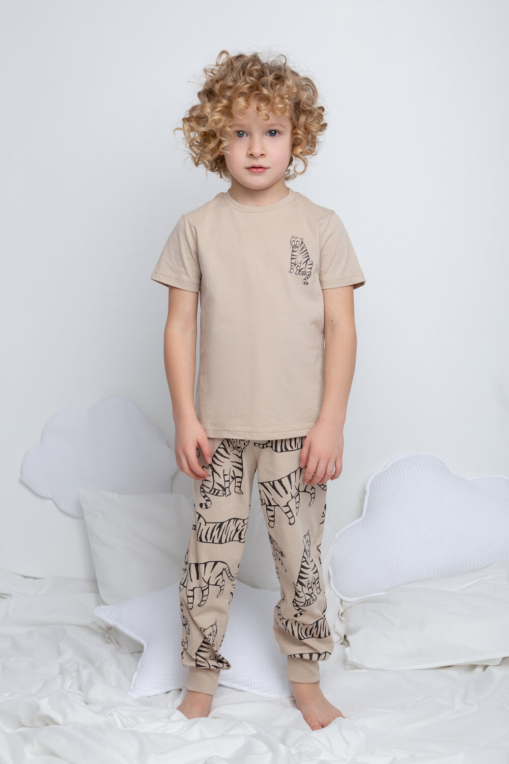 CROCKID Пижама 281506 К 1529 темно-бежевый, тигры