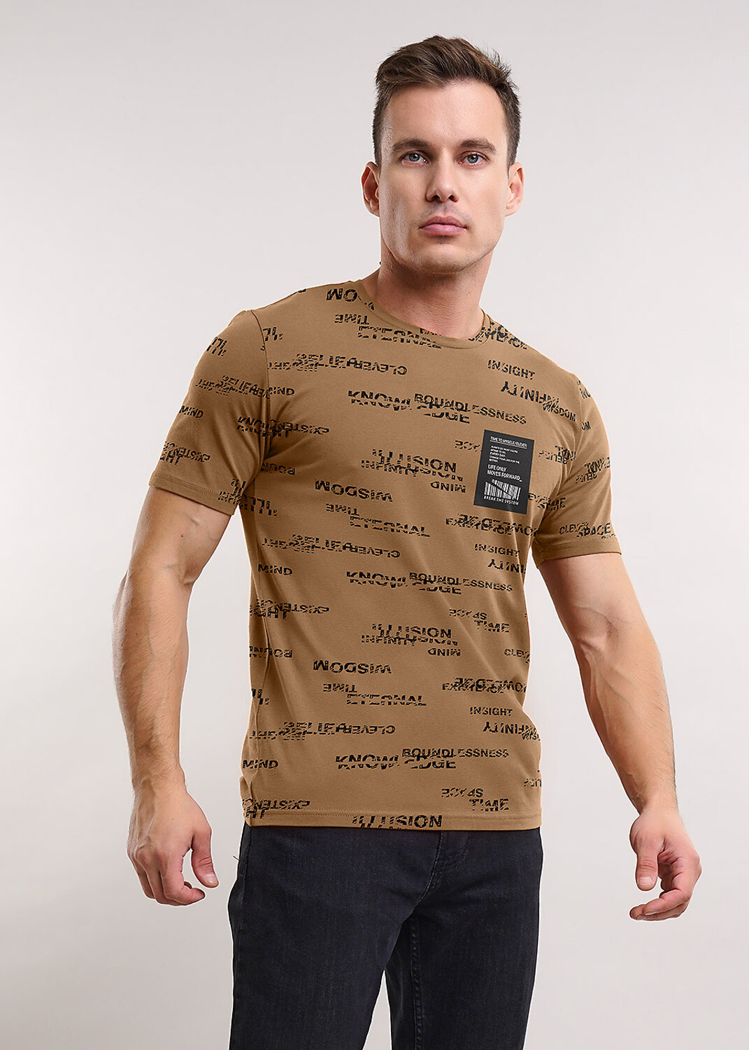 CLEVER Джемпер 282372 532131/12гн св.коричневый/чёрный