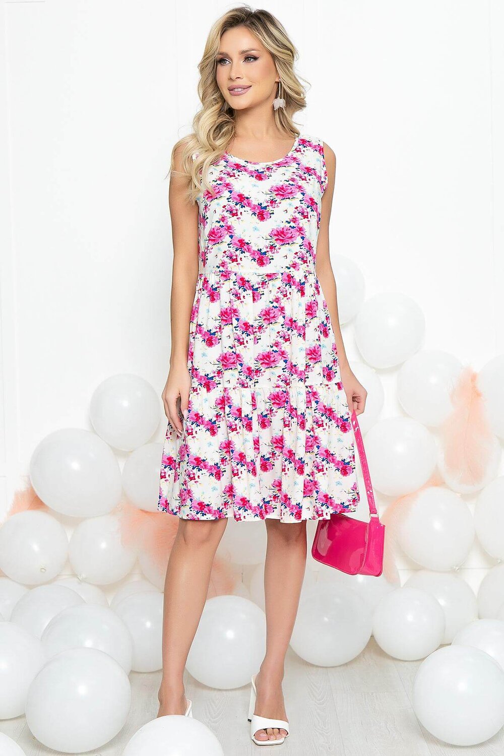 LT Collection Платье 284188 П5441 белый, фуксия