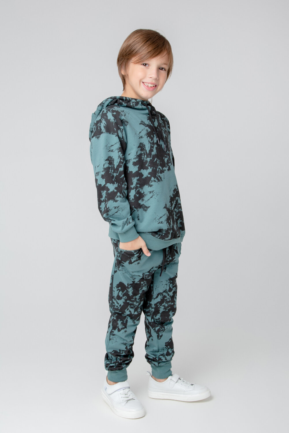 CROCKID Брюки 284918 КР 400523 темный малахит, текстурные полосы