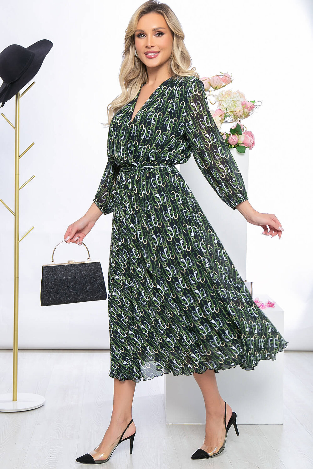 LT Collection Платье 288834 П5479 чёрный, зеленый