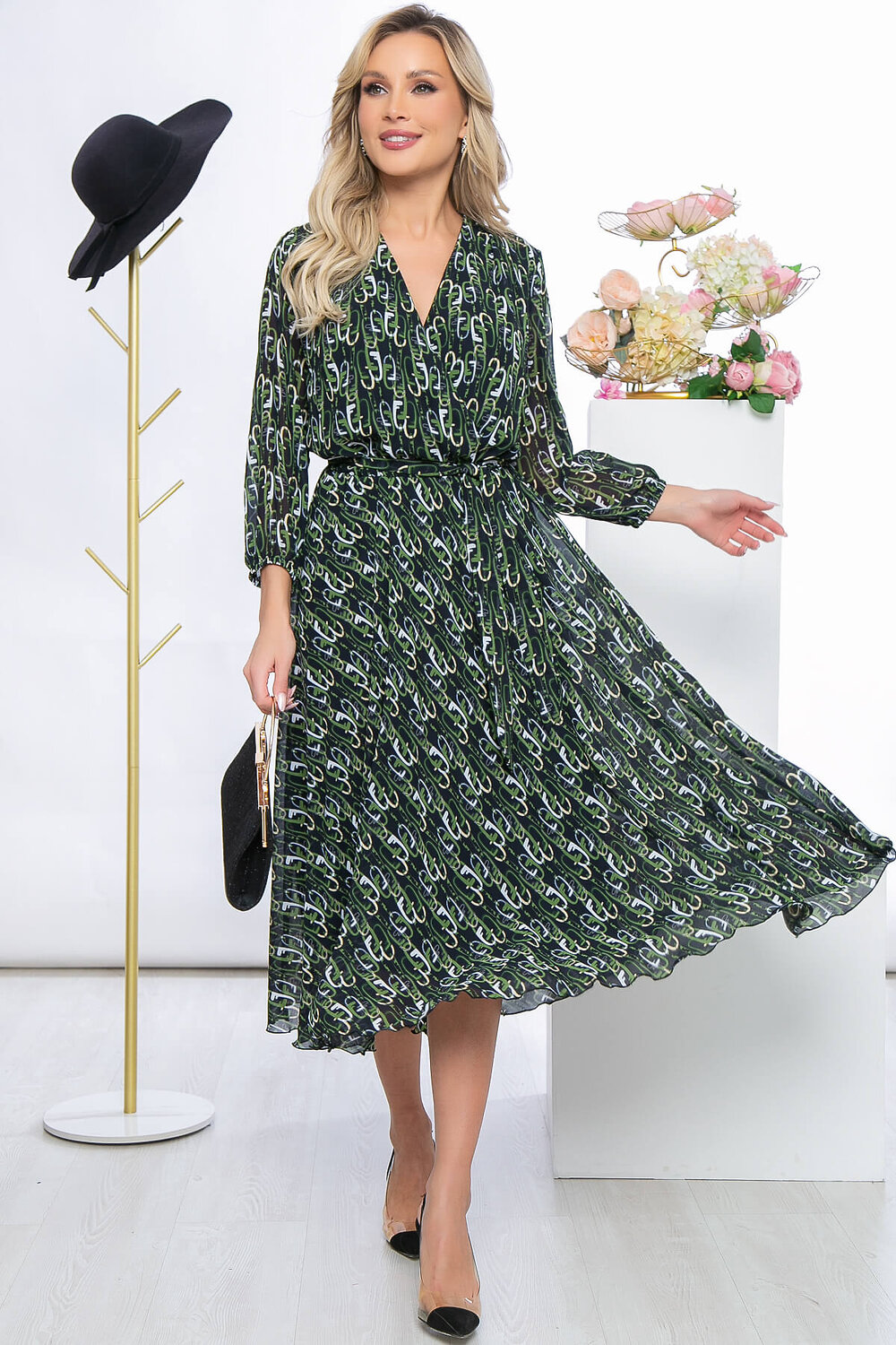 LT Collection Платье 288834 П5479 чёрный, зеленый