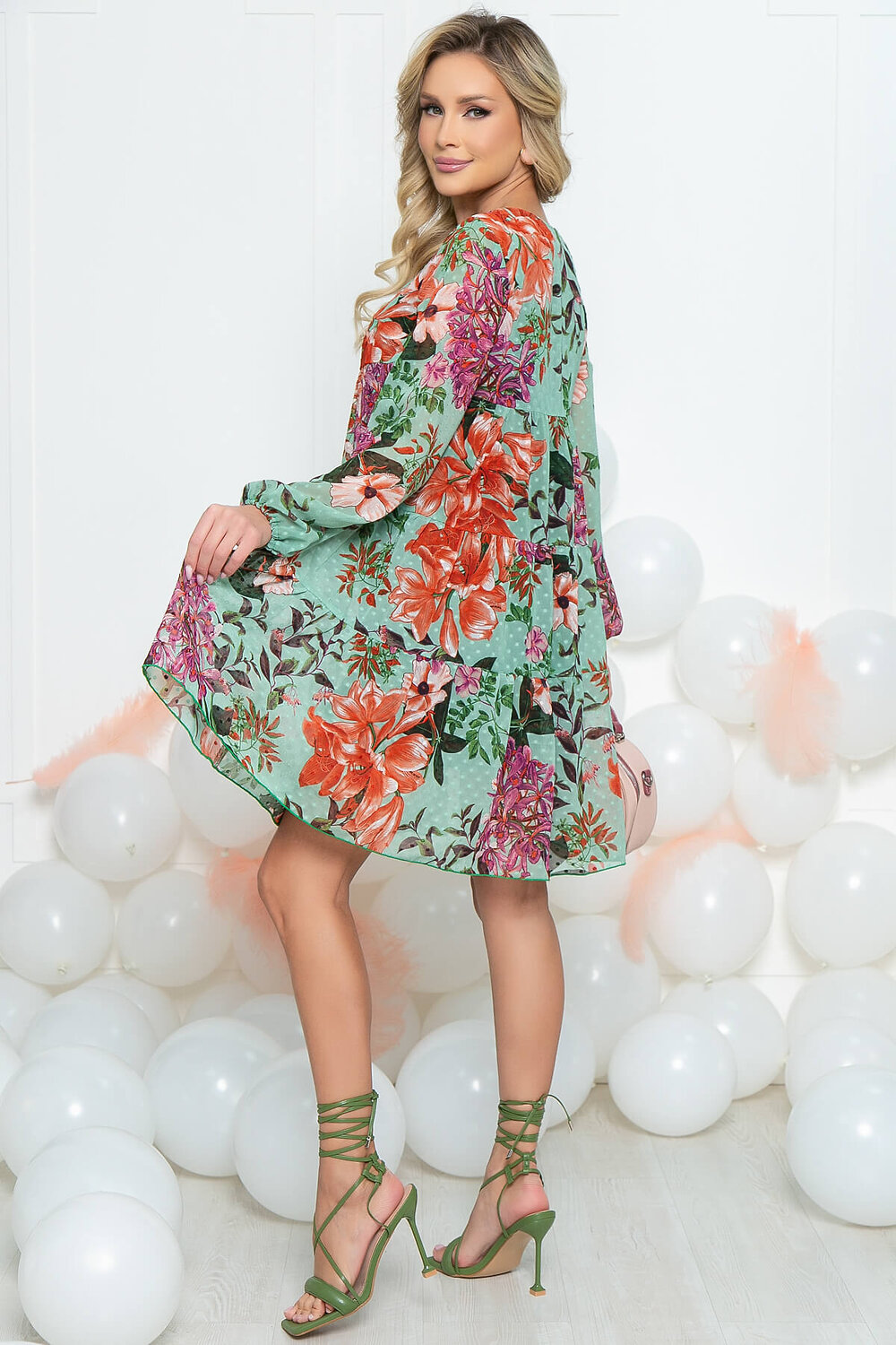 LT Collection Платье 288844 П5500 мультиколор (холодный зеленый, красный, фуксия)