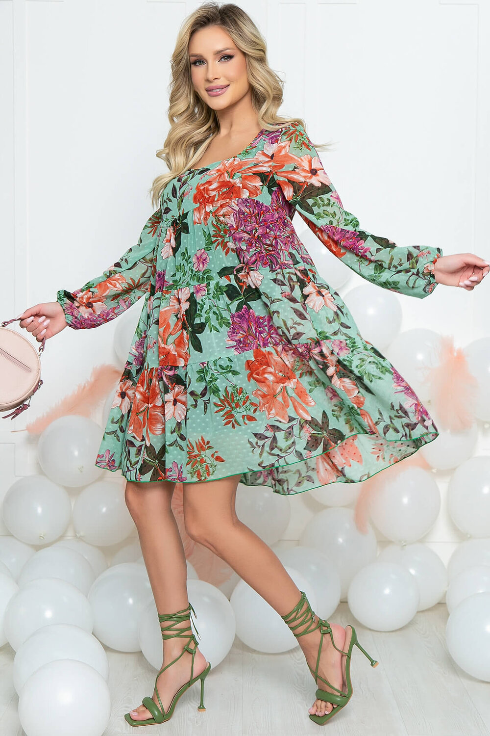 LT Collection Платье 288844 П5500 мультиколор (холодный зеленый, красный, фуксия)