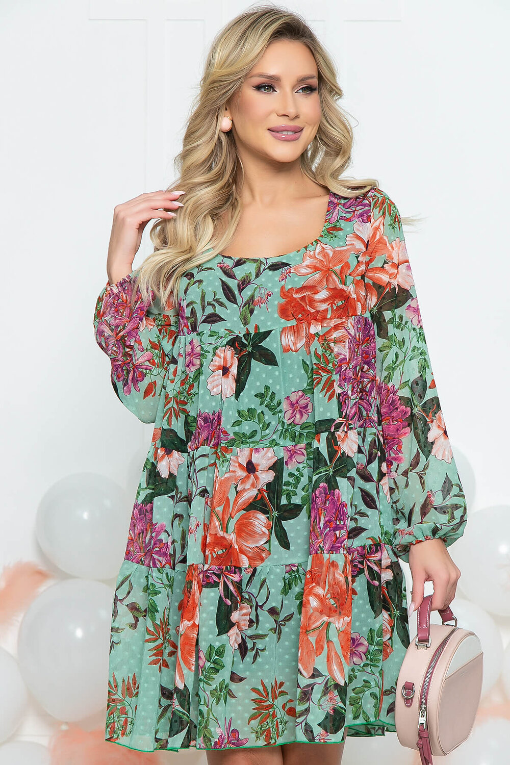 LT Collection Платье 288844 П5500 мультиколор (холодный зеленый, красный, фуксия)