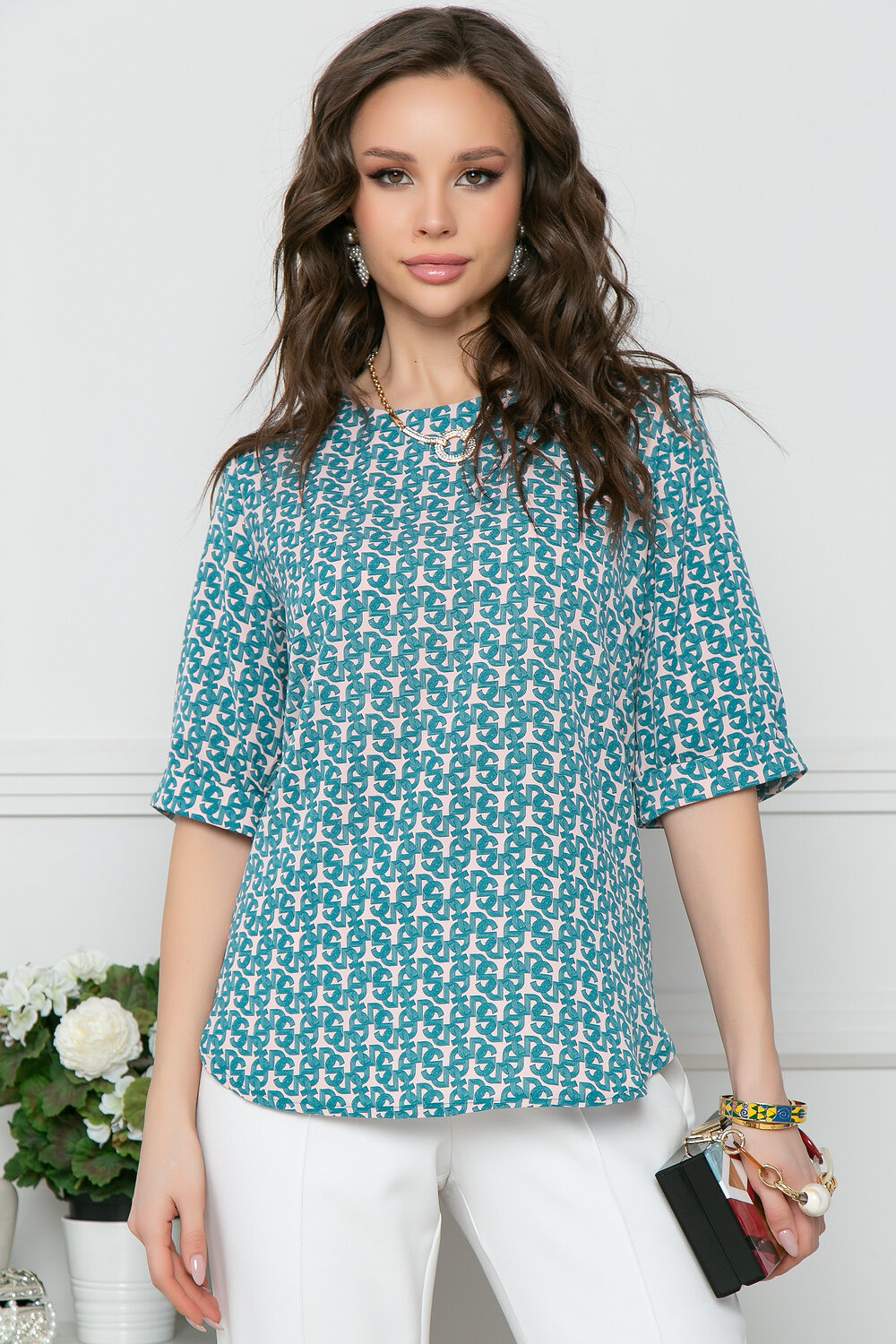 Bellovera Блузка 289034 71Б5039 бирюзовый, светло-розовый