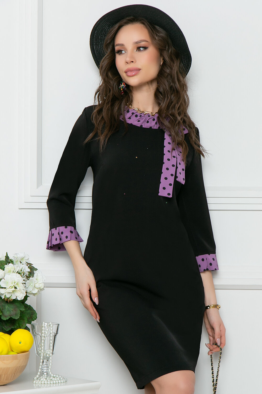 Bellovera Платье 289042 55П5017 черный, фиолетовый