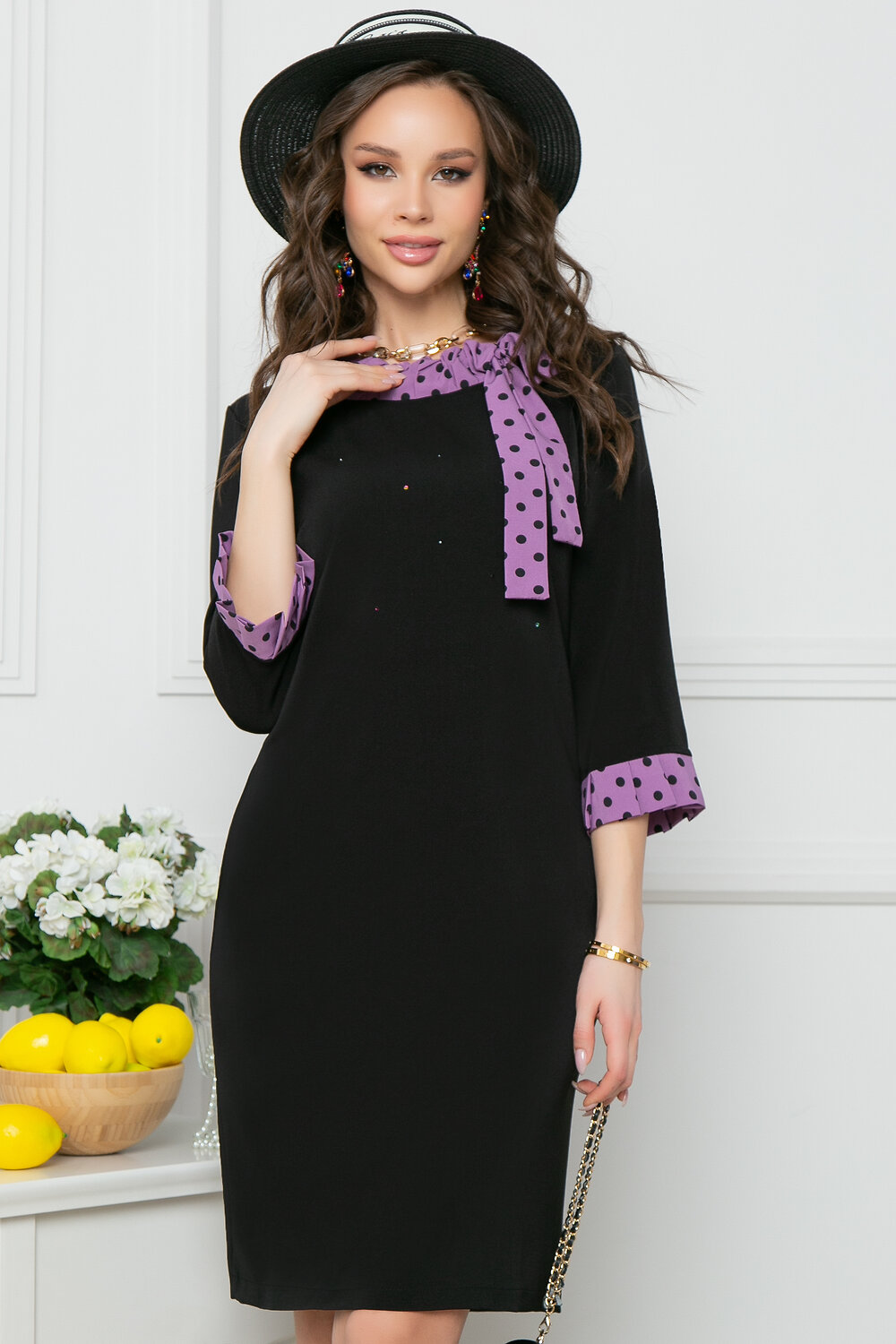 Bellovera Платье 289042 55П5017 черный, фиолетовый