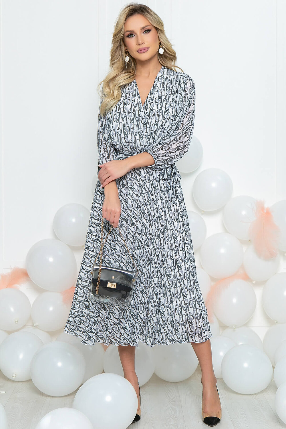 LT Collection Платье 289528 П5477 белый, чёрный