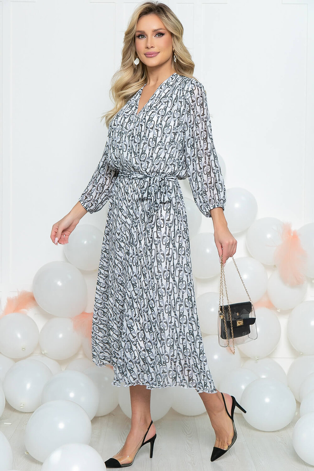 LT Collection Платье 289528 П5477 белый, чёрный