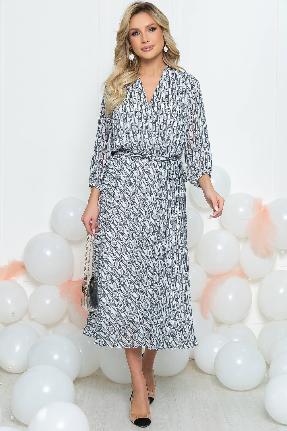 LT Collection Платье 289528 П5477 белый, чёрный