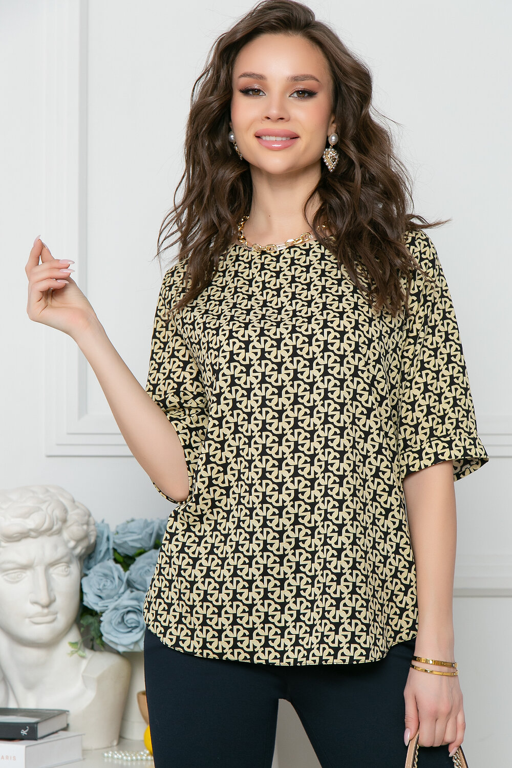 Bellovera Блузка 289758 71Б5051 чёрный, песочный