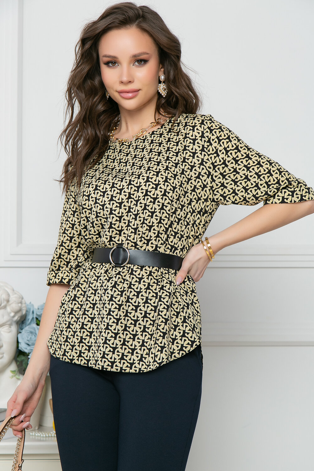 Bellovera Блузка 289758 71Б5051 чёрный, песочный
