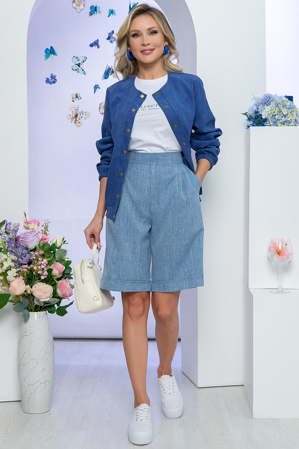 LT Collection Бомбер 290073 Б5526 джинсовый