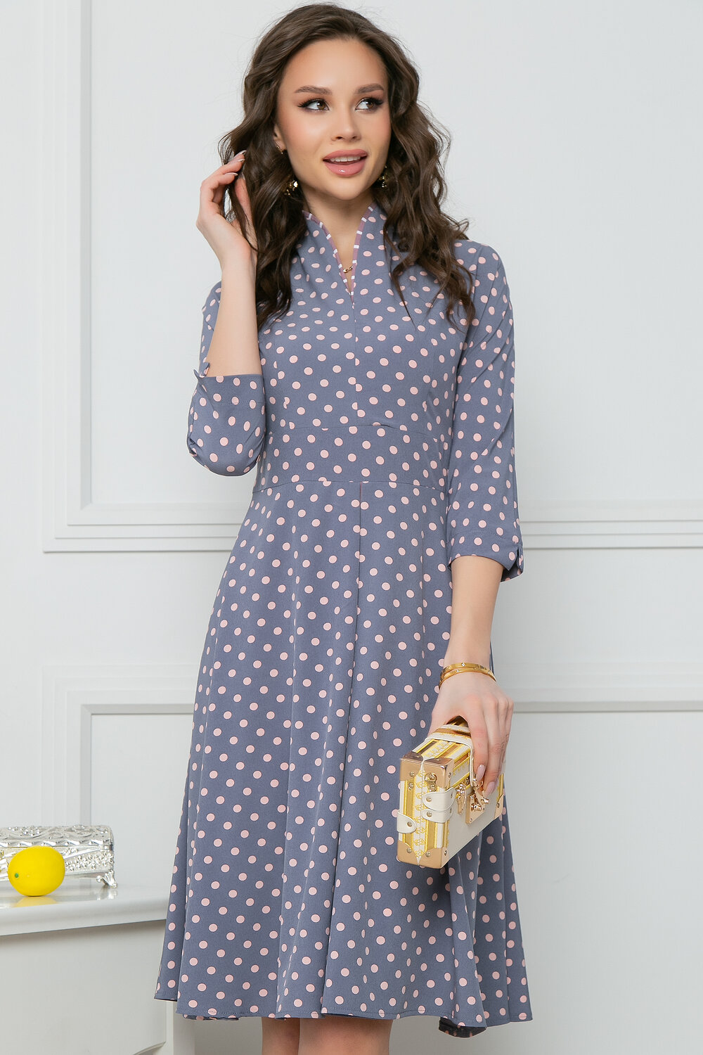 Bellovera Платье 292385 55П5101 серый, розовый