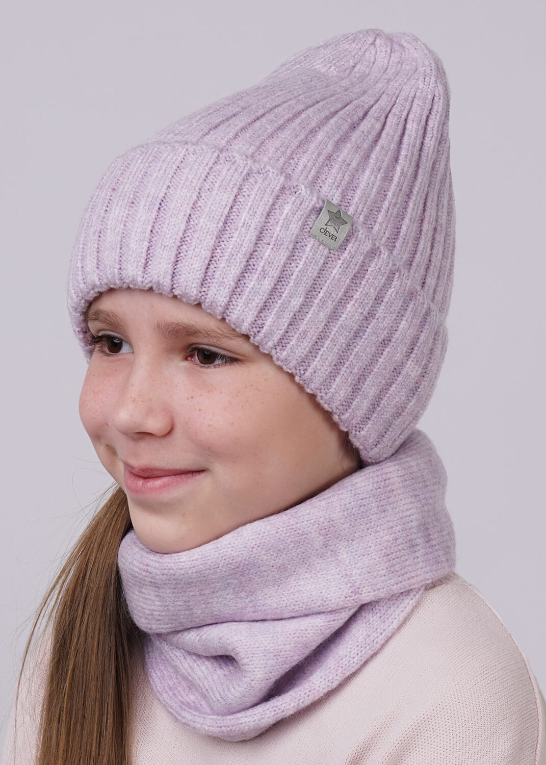 CLEVER Шапка 292828 423519ап флис св.сиреневый