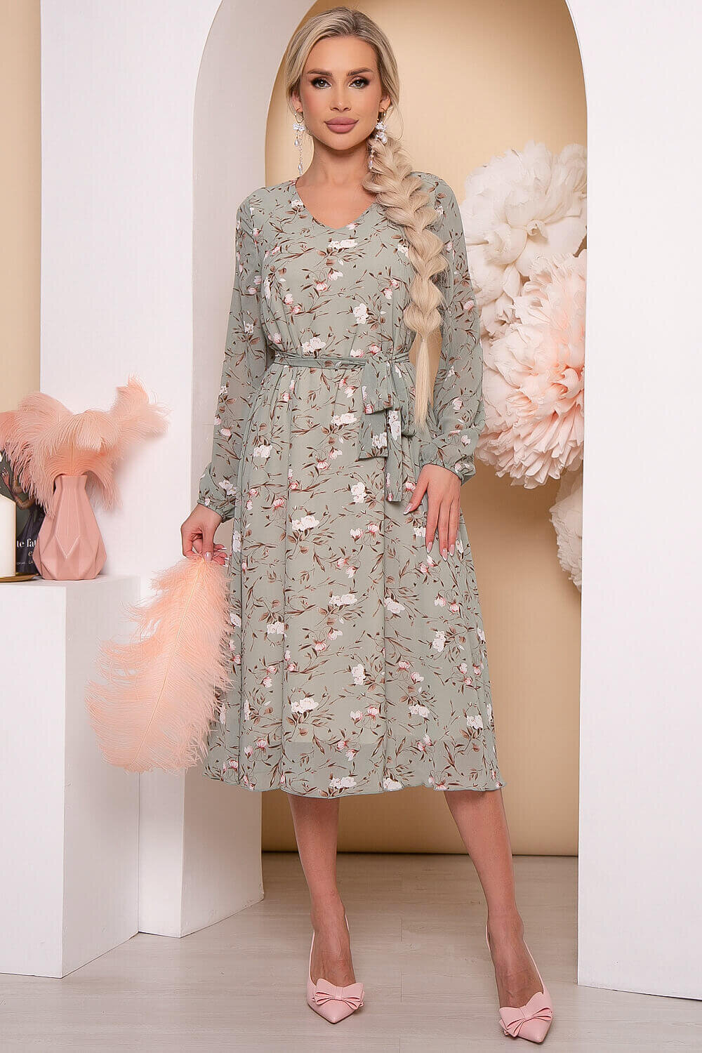 LT Collection Платье 297276 П5778 оливковый