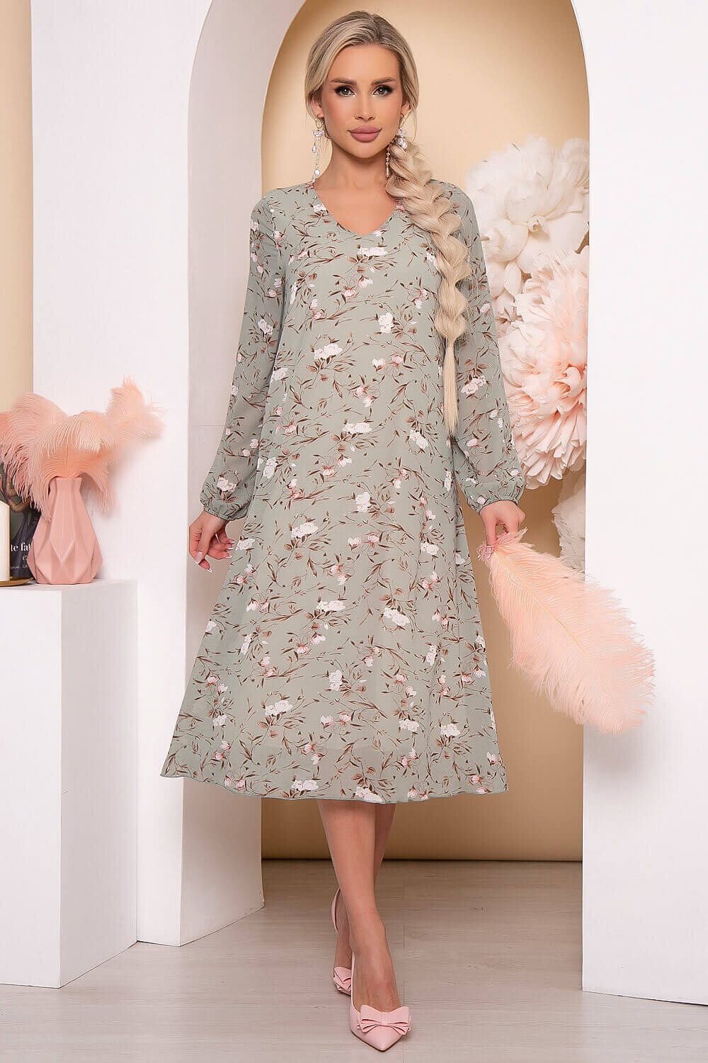 LT Collection Платье 297276 П5778 оливковый