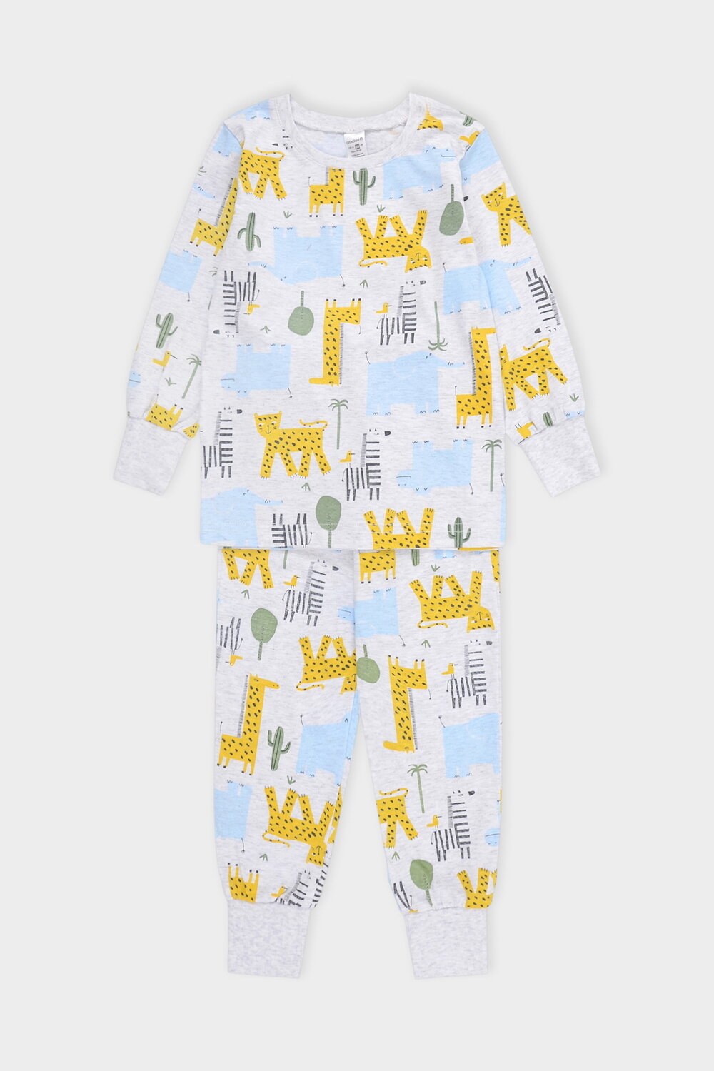 CROCKID Пижама 298522 К 1512 веселое сафари на св.сером меланже