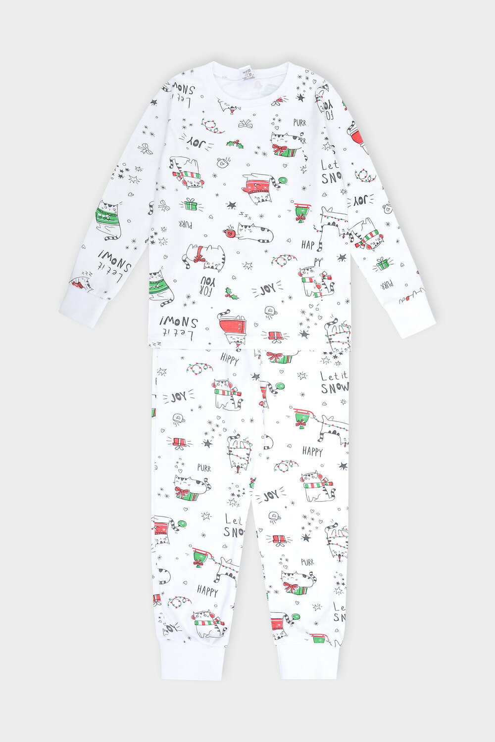 CROCKID Пижама 298559 К 1550 новогодние кошечки на белом