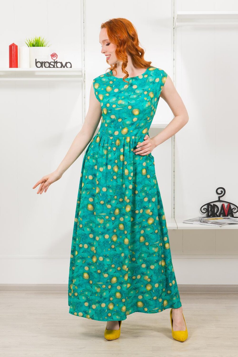 Braslava Платье 302864 4805 зелёный жёлтый с рисунком