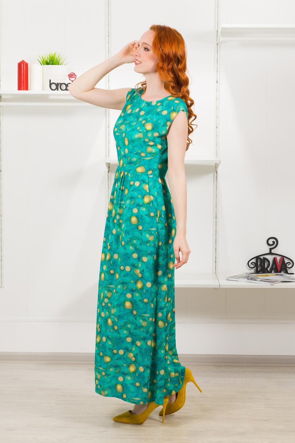 Braslava Платье 302864 4805 зелёный жёлтый с рисунком