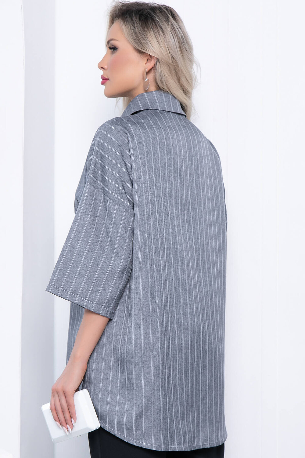 LT Collection Рубашка 307860 Б7165 серый, белый
