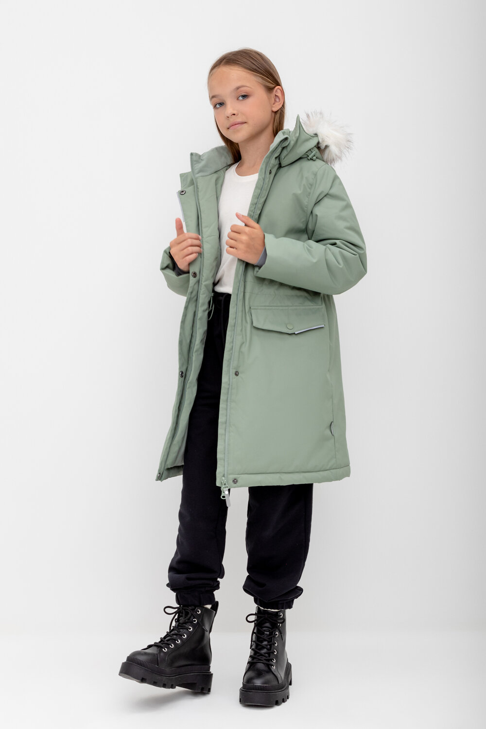 CROCKID Пальто 309983 ВК 38107/2 ГР полынь