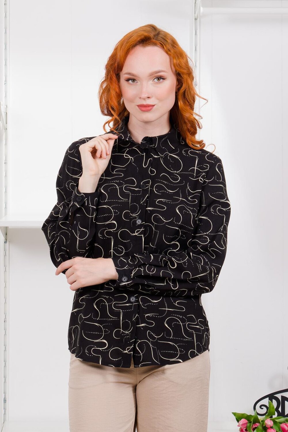 Braslava Рубашка 310885 4237 чёрный молочный с рисунком