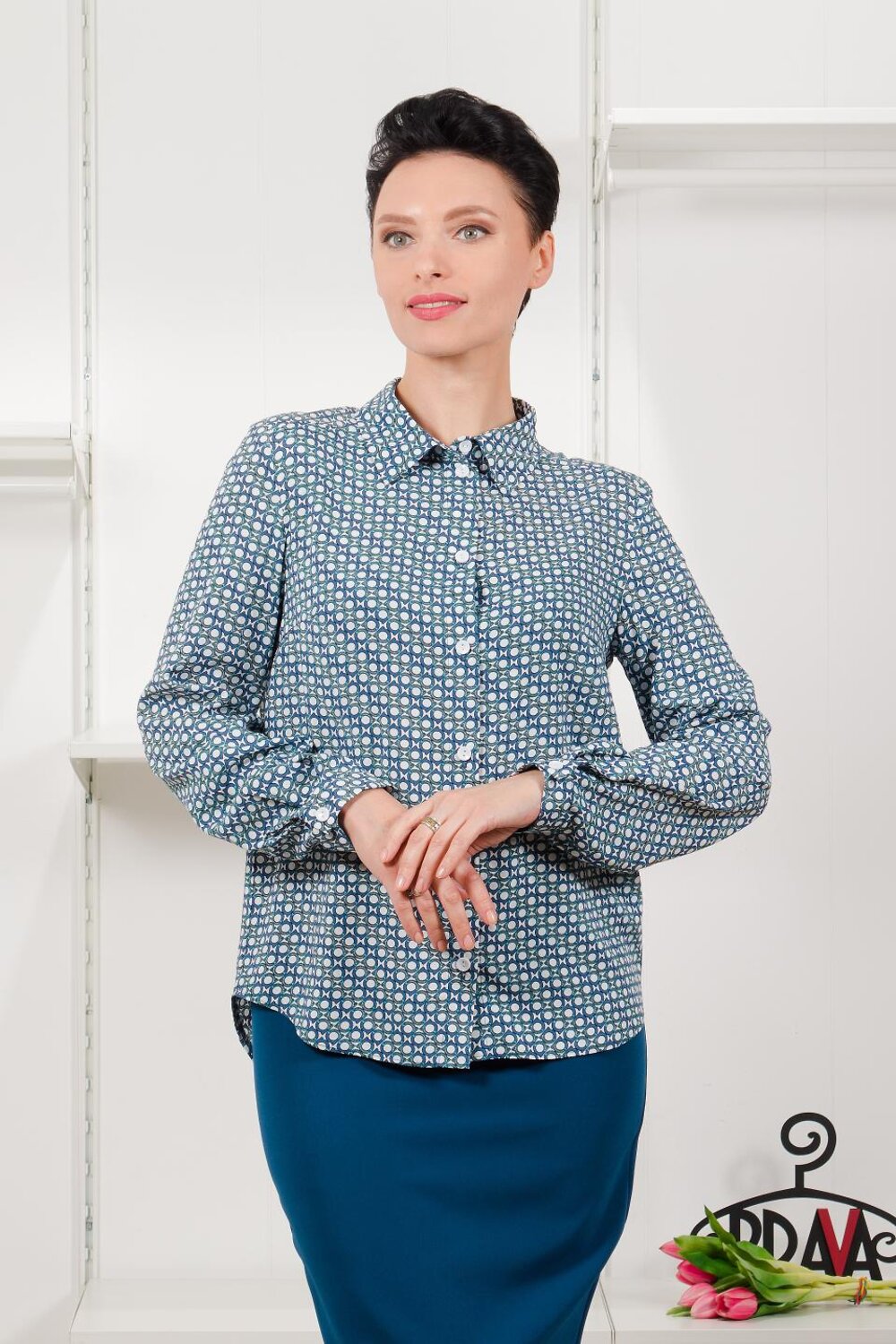 Braslava Рубашка 313964 4237 белый синий с рисунком