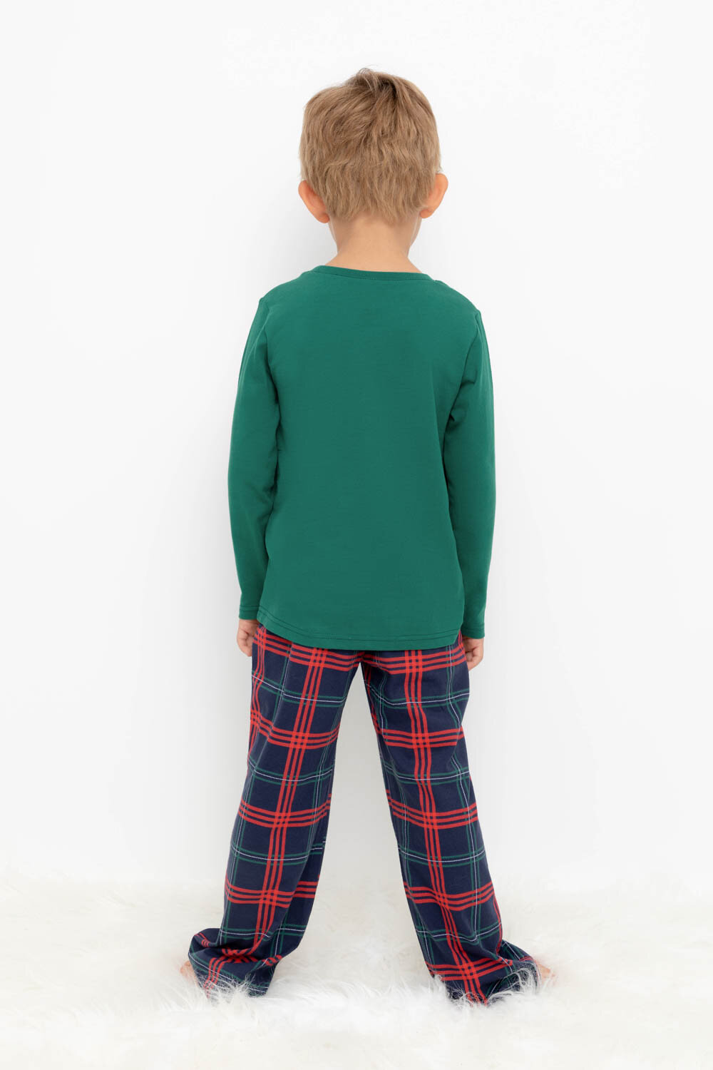 CROCKID Пижама 324508 К 1603 темно-зеленый, текстильная клетка
