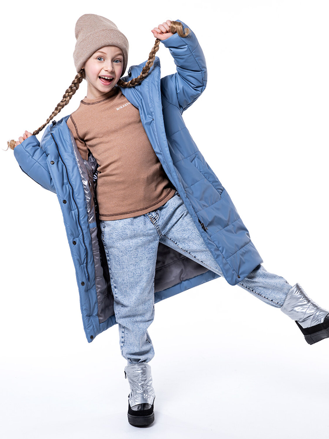 NIKASTYLE Пальто 329186 6з4823 голубой лед