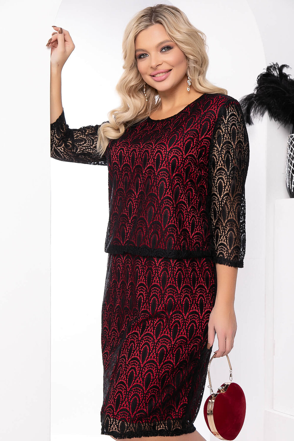LT Collection Платье 330387 П7936 красный, чёрный
